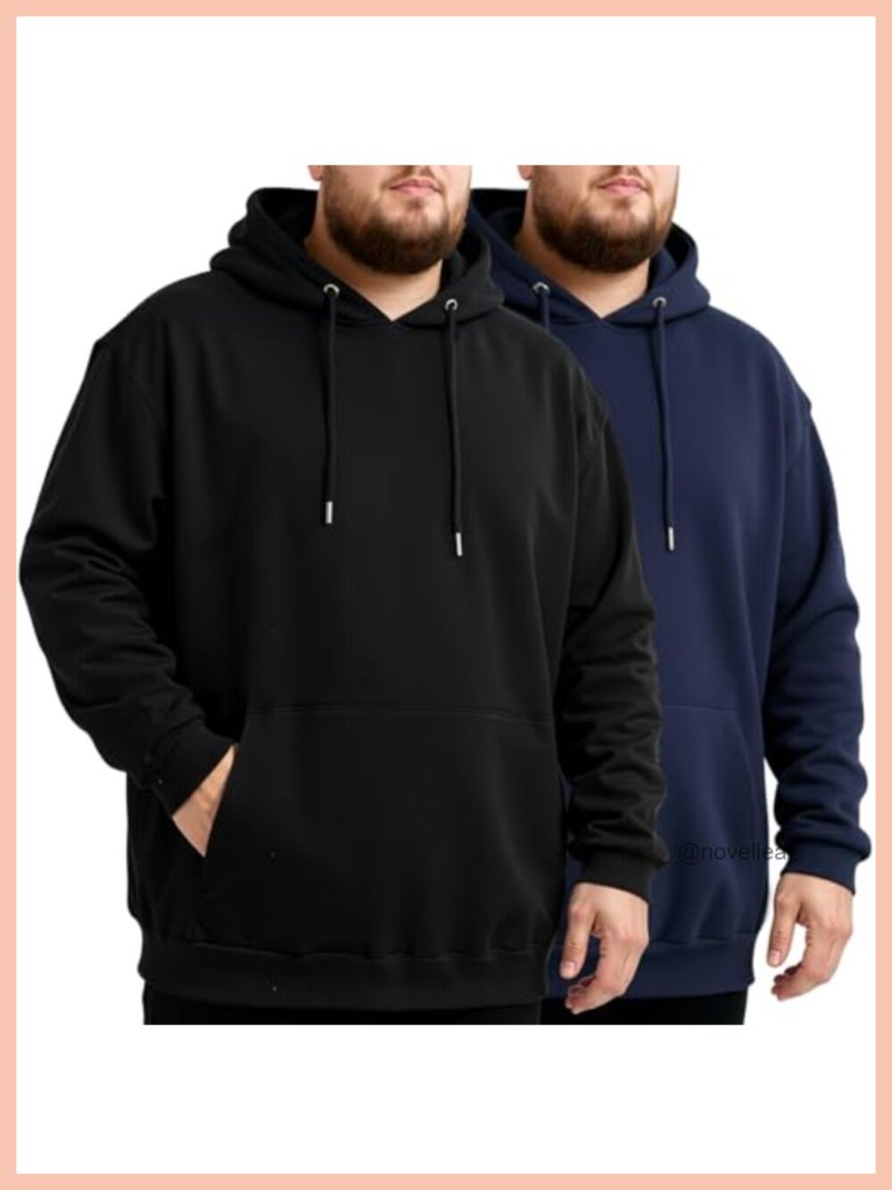 2 Pack Men's Big & Tall Fleece Hoodies Pullover Loose Fit